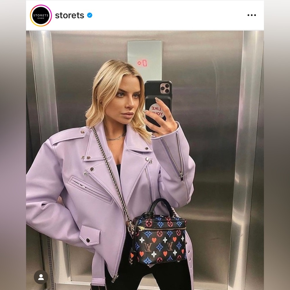 STORETS: Emma Pleather Rider Jacket in purple